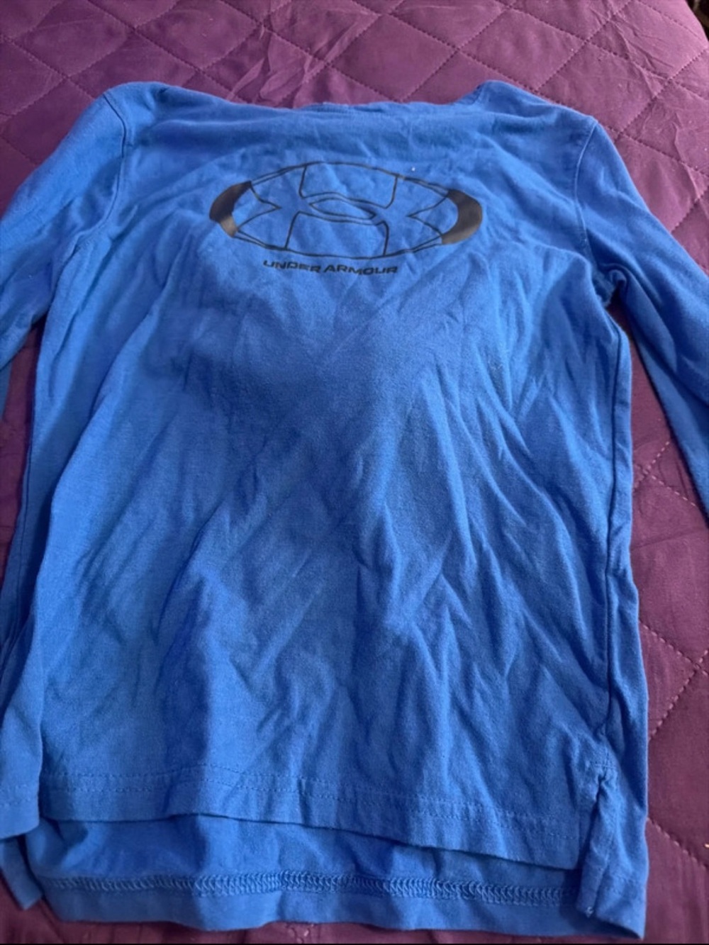 Under Armour kids Long Sleeve Logo Tee - Royal Blue with Black Logo